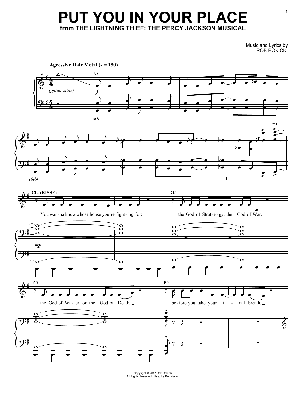 Rob Rokicki Put You In Your Place (from The Lightning Thief: The Percy Jackson Musical) Sheet Music Notes & Chords for Piano & Vocal - Download or Print PDF