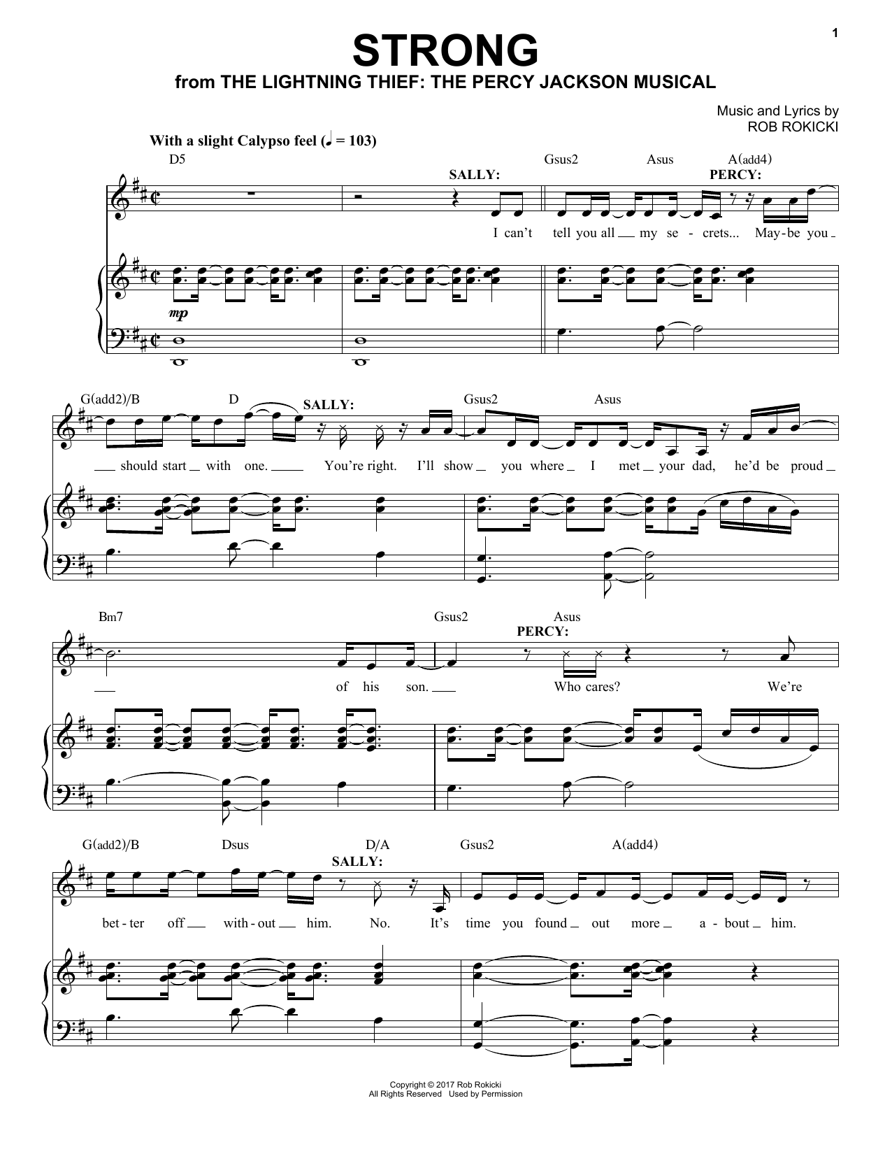 Rob Rokicki Strong (from The Lightning Thief: The Percy Jackson Musical) Sheet Music Notes & Chords for Piano & Vocal - Download or Print PDF