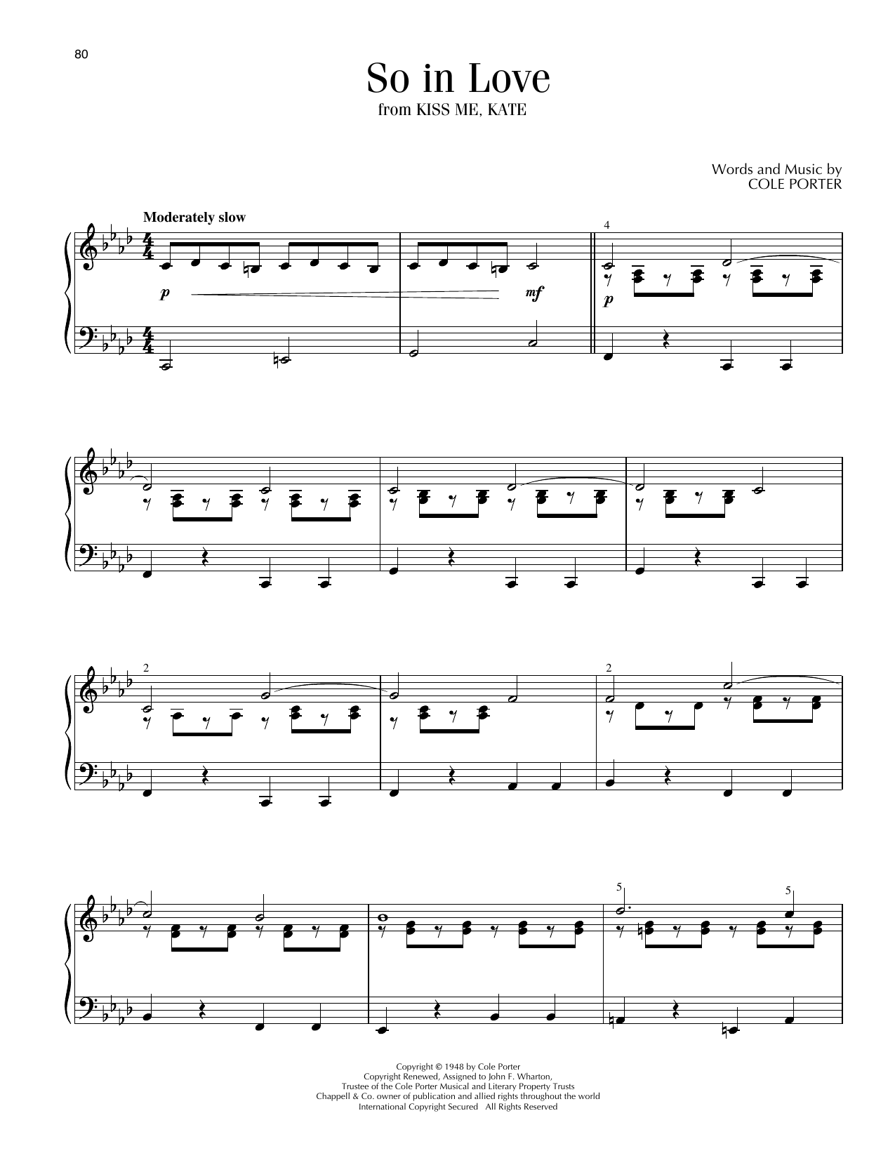 Rob Schneiderman So In Love Sheet Music Notes & Chords for Piano Solo - Download or Print PDF