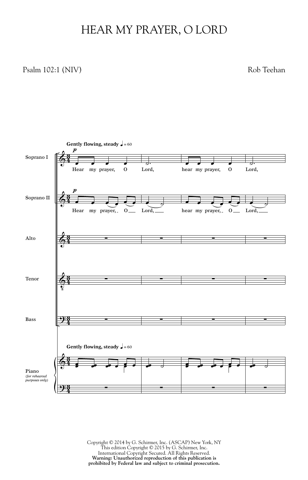 Rob Teehan Hear My Prayer, O Lord Sheet Music Notes & Chords for SATB - Download or Print PDF