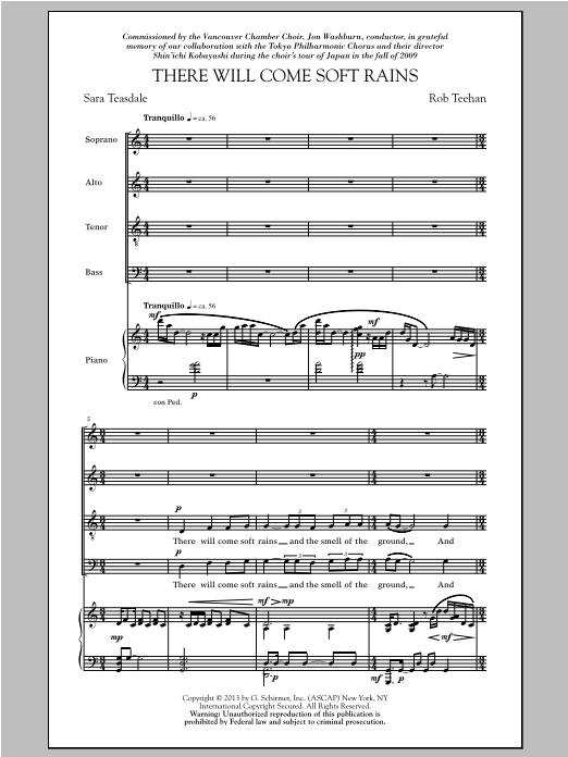 Rob Teehan There Will Come Soft Rains Sheet Music Notes & Chords for SATB - Download or Print PDF