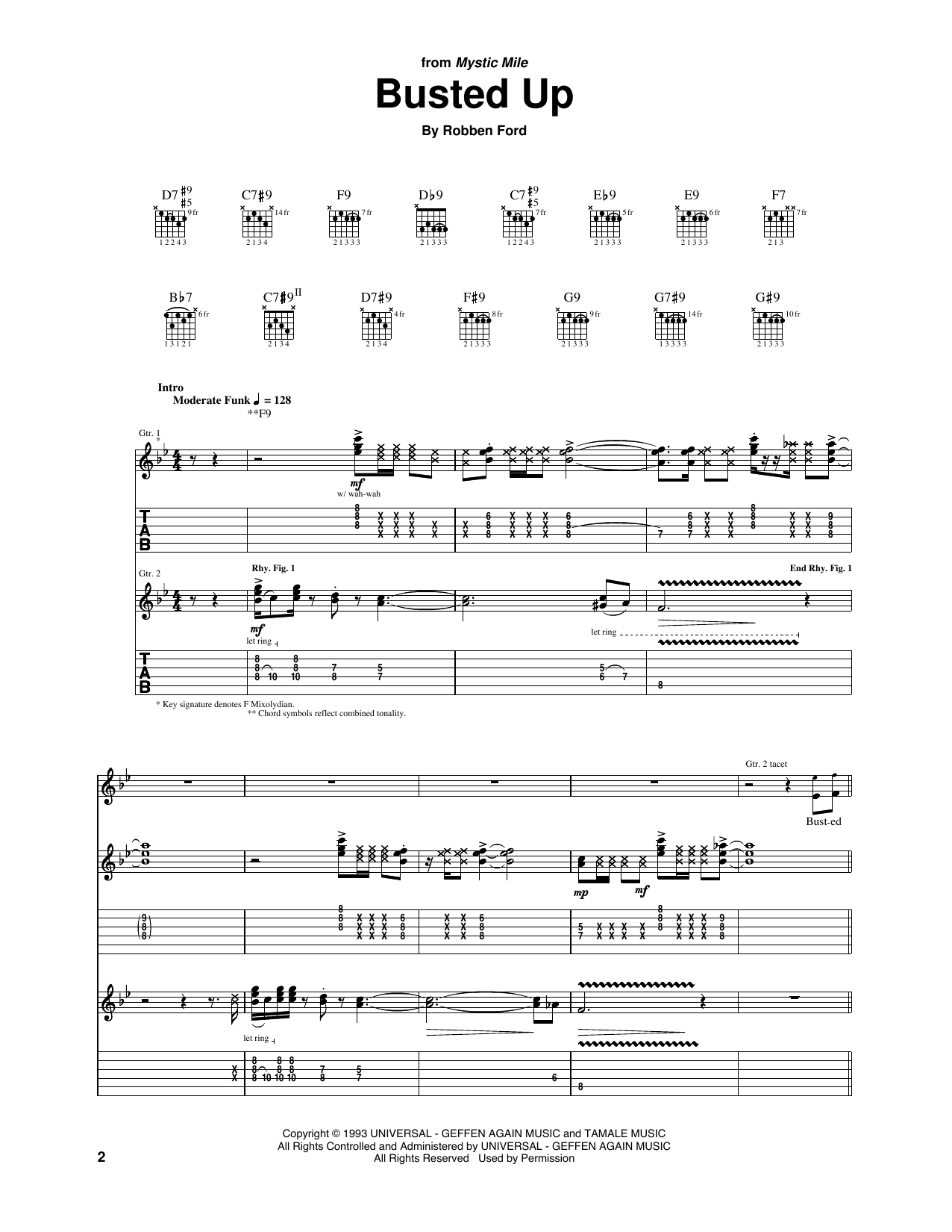Robben Ford Busted Up Sheet Music Notes & Chords for Guitar Tab - Download or Print PDF
