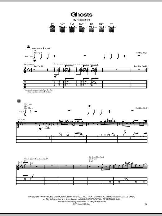 Robben Ford Ghosts Sheet Music Notes & Chords for Guitar Tab - Download or Print PDF