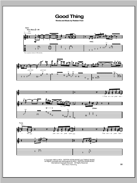 Robben Ford Good Thing Sheet Music Notes & Chords for Guitar Tab - Download or Print PDF Robben Ford Good Thing Sheet Music Notes & Chords for Guitar Tab - Download or Print PDF