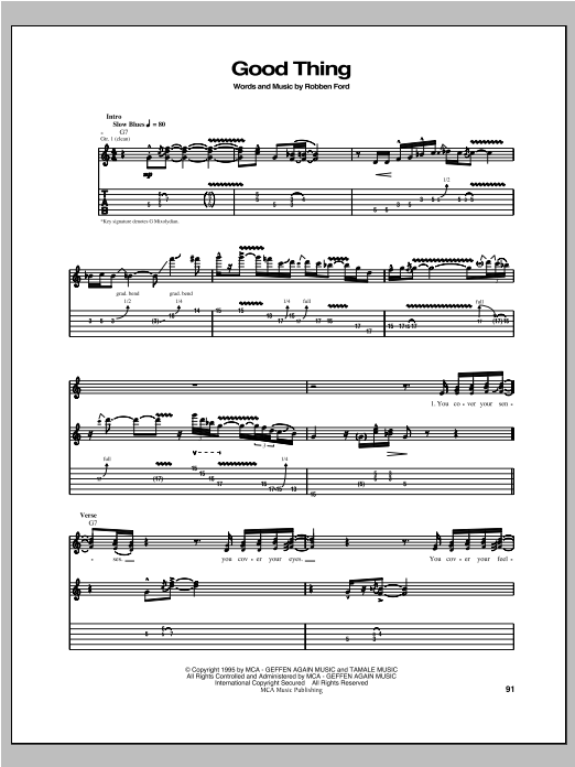 Robben Ford Good Thing Sheet Music Notes & Chords for Guitar Tab - Download or Print PDF