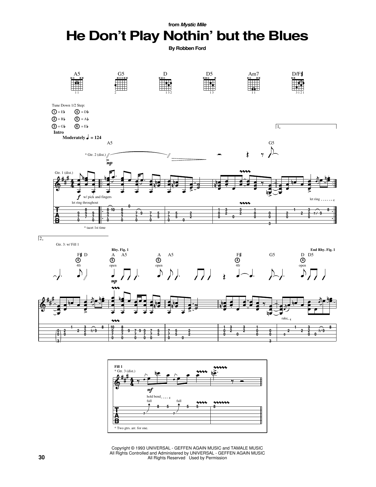 Robben Ford He Don't Play Nothin' But The Blues Sheet Music Notes & Chords for Guitar Tab - Download or Print PDF