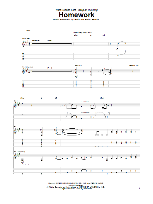 Robben Ford Homework Sheet Music Notes & Chords for Guitar Tab - Download or Print PDF Robben Ford Homework Sheet Music Notes & Chords for Guitar Tab - Download or Print PDF