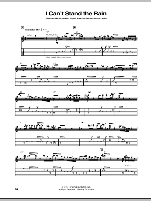 Robben Ford I Can't Stand The Rain Sheet Music Notes & Chords for Guitar Tab - Download or Print PDF