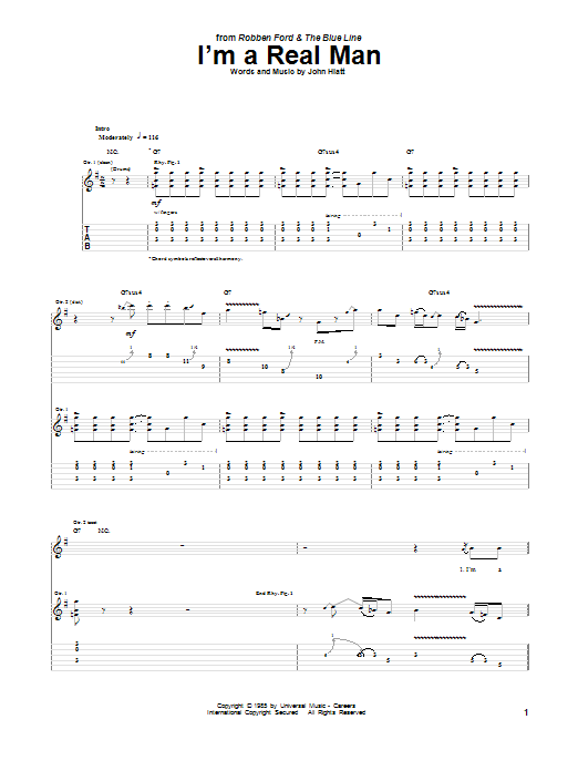 Robben Ford I'm A Real Man Sheet Music Notes & Chords for Guitar Tab - Download or Print PDF Robben Ford I'm A Real Man Sheet Music Notes & Chords for Guitar Tab - Download or Print PDF
