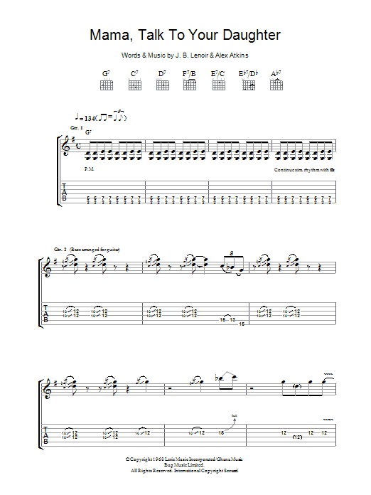 Robben Ford Mama, Talk To Your Daughter Sheet Music Notes & Chords for Guitar Tab - Download or Print PDF
