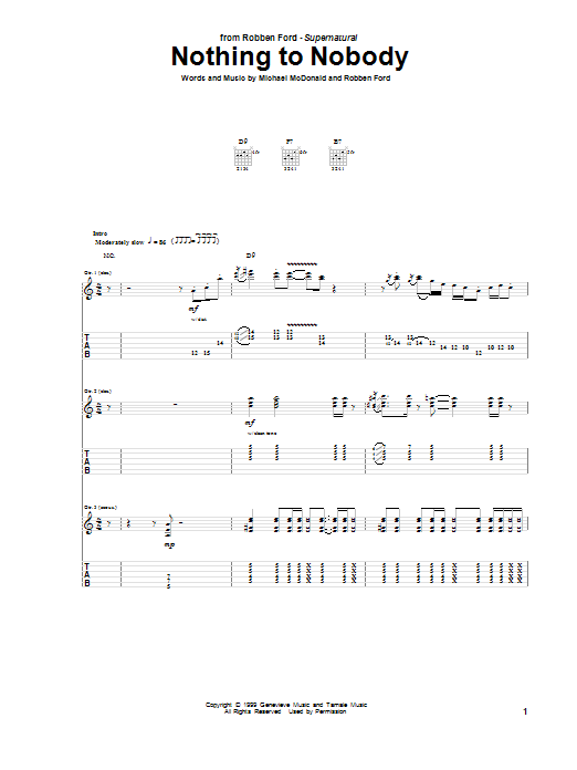 Robben Ford Nothing To Nobody Sheet Music Notes & Chords for Guitar Tab - Download or Print PDF