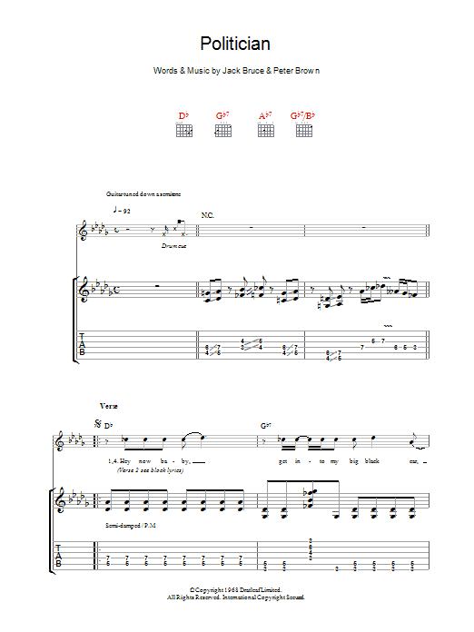 Robben Ford Politician Sheet Music Notes & Chords for Guitar Tab - Download or Print PDF