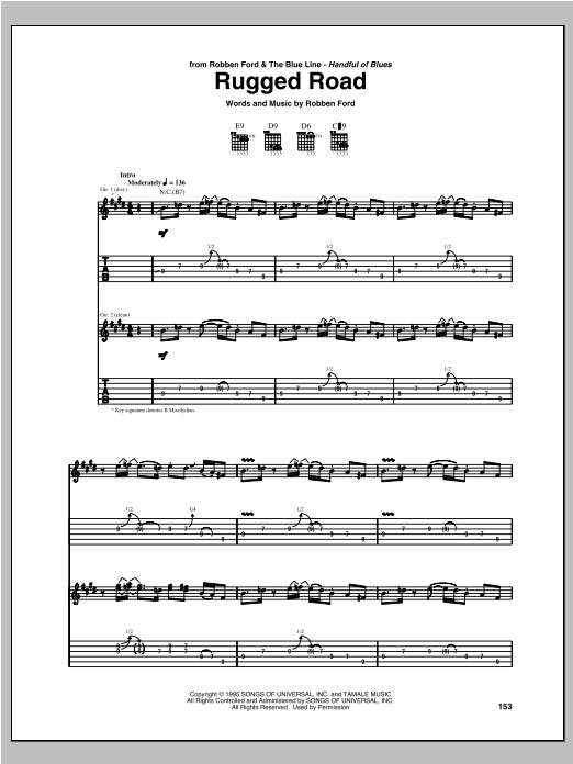 Robben Ford Rugged Road Sheet Music Notes & Chords for Guitar Tab - Download or Print PDF