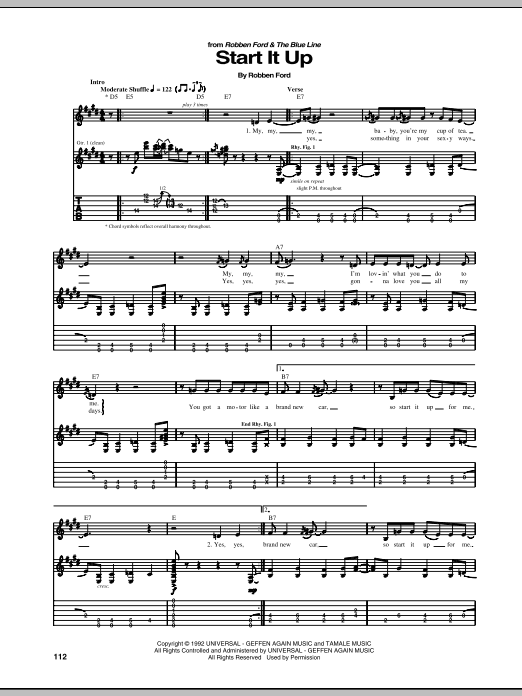 Robben Ford Start It Up Sheet Music Notes & Chords for Guitar Tab - Download or Print PDF