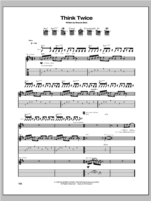 Robben Ford Think Twice Sheet Music Notes & Chords for Guitar Tab - Download or Print PDF