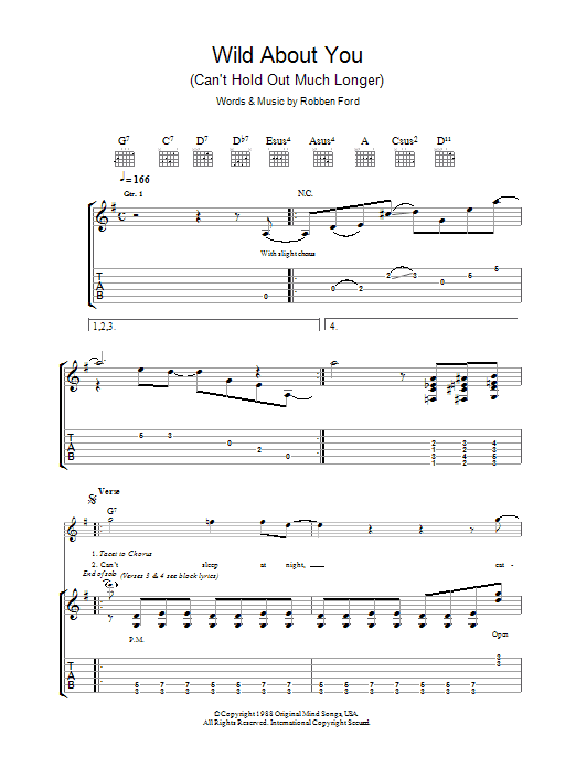 Robben Ford Wild About You (Can't Hold Out Much Longer) Sheet Music Notes & Chords for Guitar Tab - Download or Print PDF
