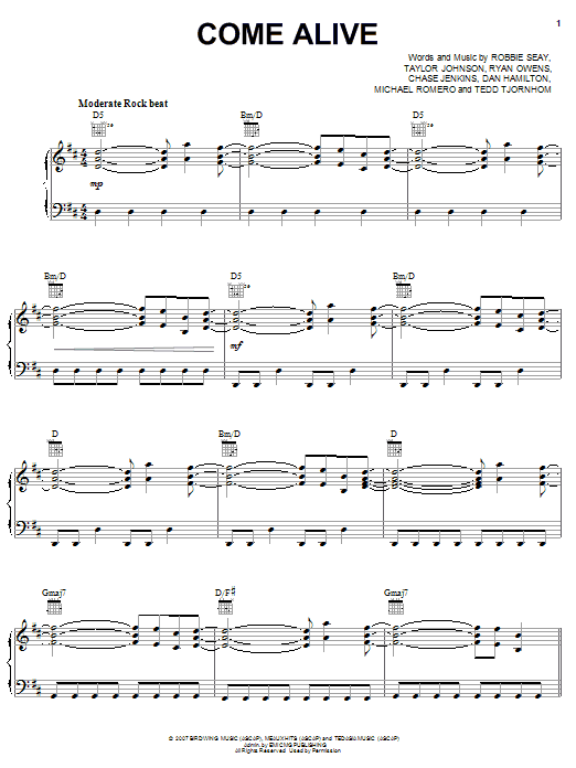 Robbie Seay Band Come Alive Sheet Music Notes & Chords for Piano, Vocal & Guitar (Right-Hand Melody) - Download or Print PDF