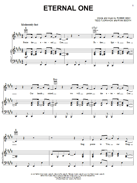 Robbie Seay Band Eternal One Sheet Music Notes & Chords for Piano, Vocal & Guitar (Right-Hand Melody) - Download or Print PDF Robbie Seay Band Eternal One Sheet Music Notes & Chords for Piano, Vocal & Guitar (Right-Hand Melody) - Download or Print PDF