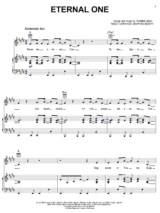 Robbie Seay Band Eternal One Sheet Music Notes & Chords for Piano, Vocal & Guitar (Right-Hand Melody) - Download or Print PDF