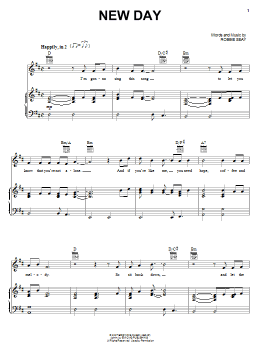 Robbie Seay Band New Day Sheet Music Notes & Chords for Piano, Vocal & Guitar (Right-Hand Melody) - Download or Print PDF Robbie Seay Band New Day Sheet Music Notes & Chords for Piano, Vocal & Guitar (Right-Hand Melody) - Download or Print PDF