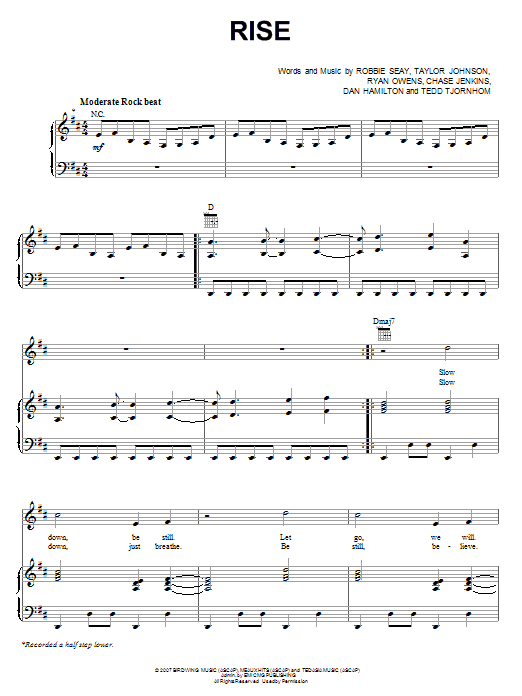 Robbie Seay Band Rise Sheet Music Notes & Chords for Piano, Vocal & Guitar (Right-Hand Melody) - Download or Print PDF Robbie Seay Band Rise Sheet Music Notes & Chords for Piano, Vocal & Guitar (Right-Hand Melody) - Download or Print PDF