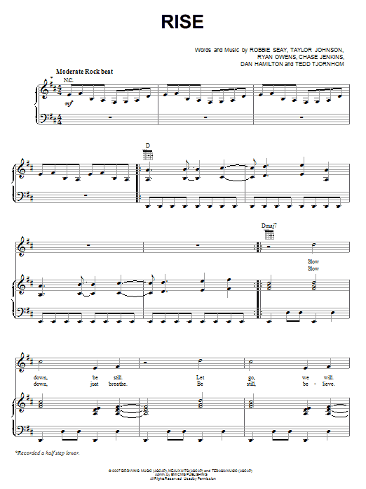Robbie Seay Band Rise Sheet Music Notes & Chords for Piano, Vocal & Guitar (Right-Hand Melody) - Download or Print PDF