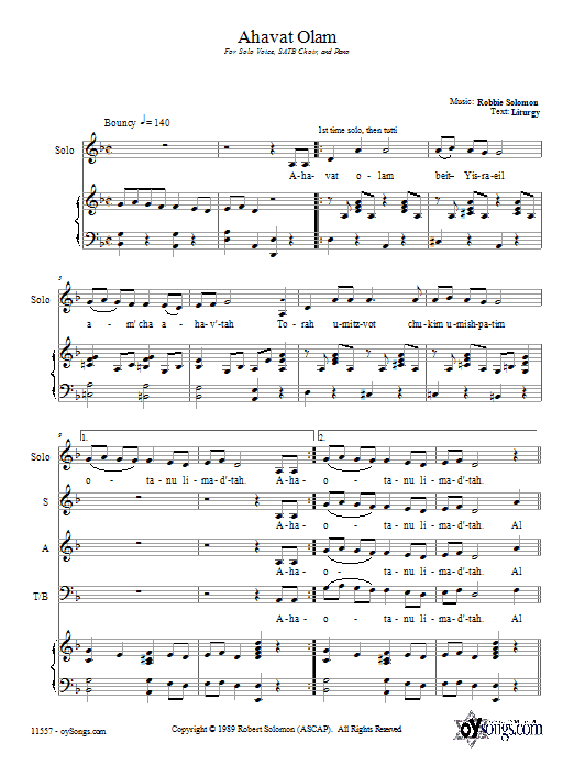 Robbie Solomon Ahavat Olam Sheet Music Notes & Chords for 2-Part Choir - Download or Print PDF