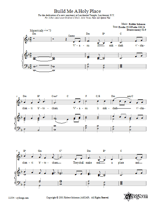 Robbie Solomon Build Me a Holy Place Sheet Music Notes & Chords for 2-Part Choir - Download or Print PDF
