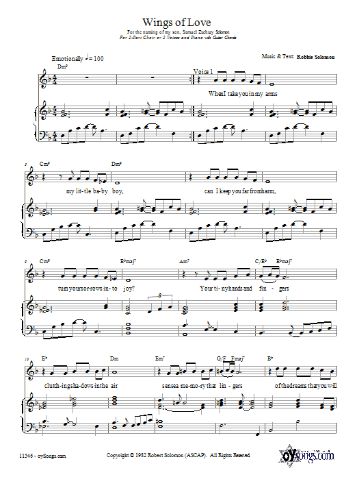 Robbie Solomon Wings of Love Sheet Music Notes & Chords for 2-Part Choir - Download or Print PDF