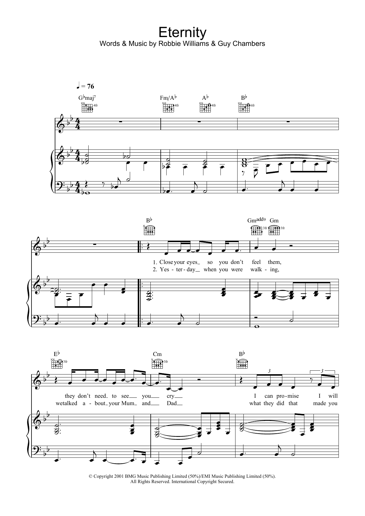 Robbie Williams Eternity Sheet Music Notes & Chords for Alto Saxophone - Download or Print PDF