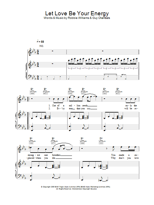 Robbie Williams Let Love Be Your Energy Sheet Music Notes & Chords for Violin - Download or Print PDF