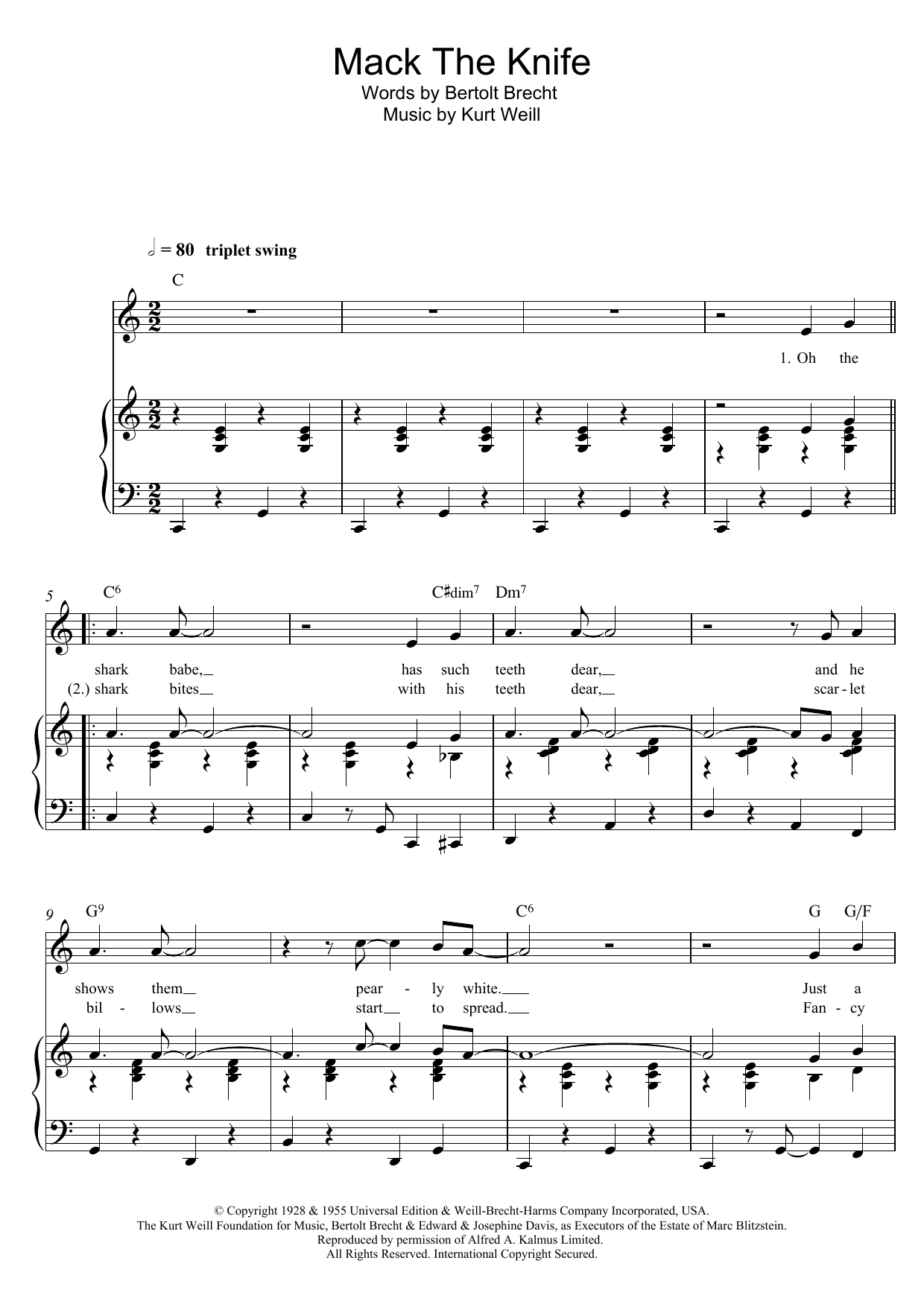 Robbie Williams Mack The Knife Sheet Music Notes & Chords for Piano & Vocal - Download or Print PDF