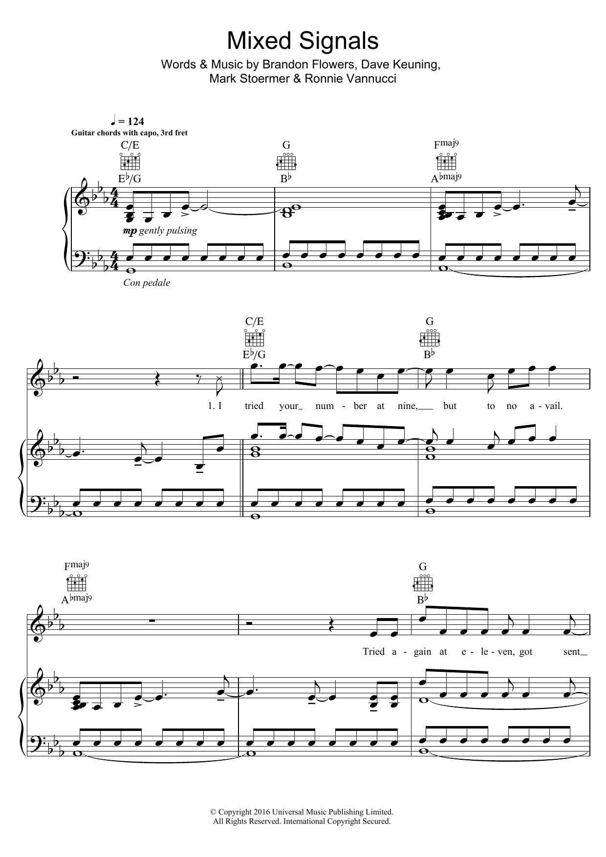Robbie Williams Mixed Signals Sheet Music Notes & Chords for Piano, Vocal & Guitar (Right-Hand Melody) - Download or Print PDF
