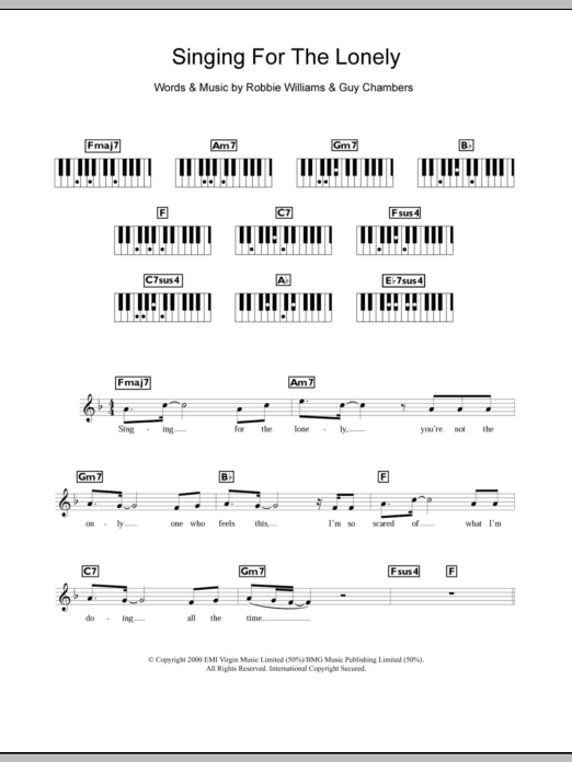 Robbie Williams Singing For The Lonely Sheet Music Notes & Chords for Keyboard - Download or Print PDF