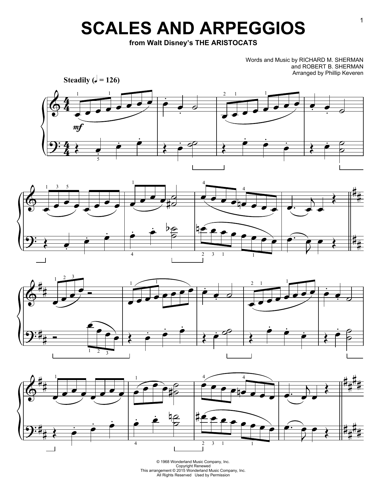 Sherman Brothers Scales And Arpeggios [Classical version] (from The Aristocats) (arr. Phillip Keveren) Sheet Music Notes & Chords for Easy Piano - Download or Print PDF