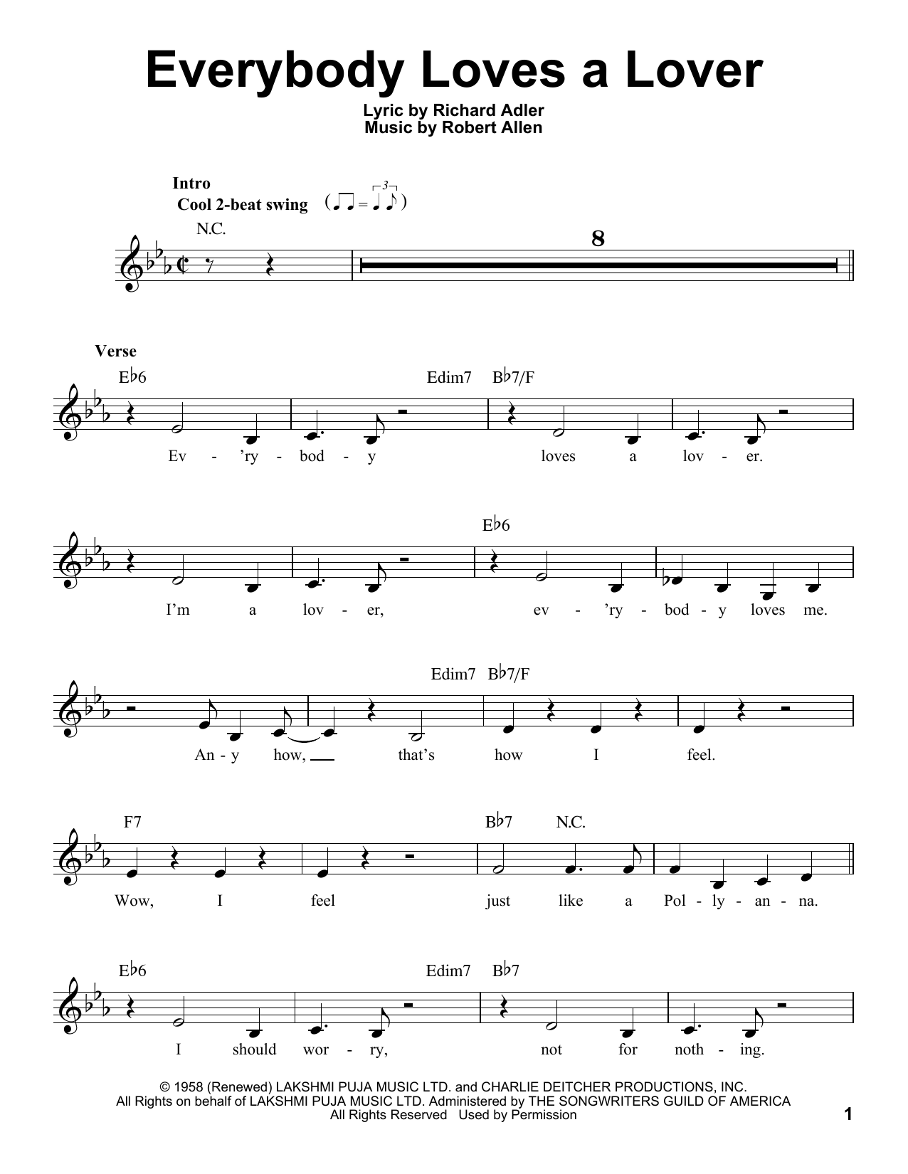 Robert Allen Everybody Loves A Lover Sheet Music Notes & Chords for Voice - Download or Print PDF Robert Allen Everybody Loves A Lover Sheet Music Notes & Chords for Voice - Download or Print PDF