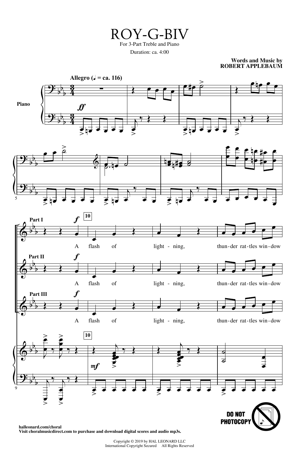 Robert Applebaum ROY-G-BIV Sheet Music Notes & Chords for 3-Part Treble Choir - Download or Print PDF