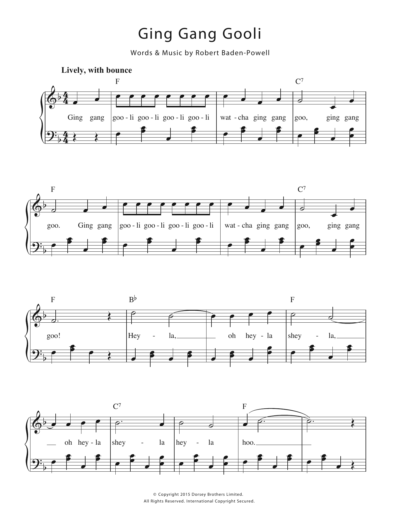 Robert Baden-Powell Ging Gang Goolie Sheet Music Notes & Chords for Piano & Vocal - Download or Print PDF
