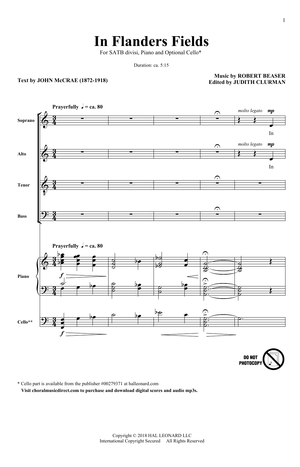Robert Beaser In Flanders Fields Sheet Music Notes & Chords for SATB - Download or Print PDF