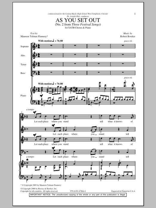 Robert Bowker As You Set Out Sheet Music Notes & Chords for SATB - Download or Print PDF