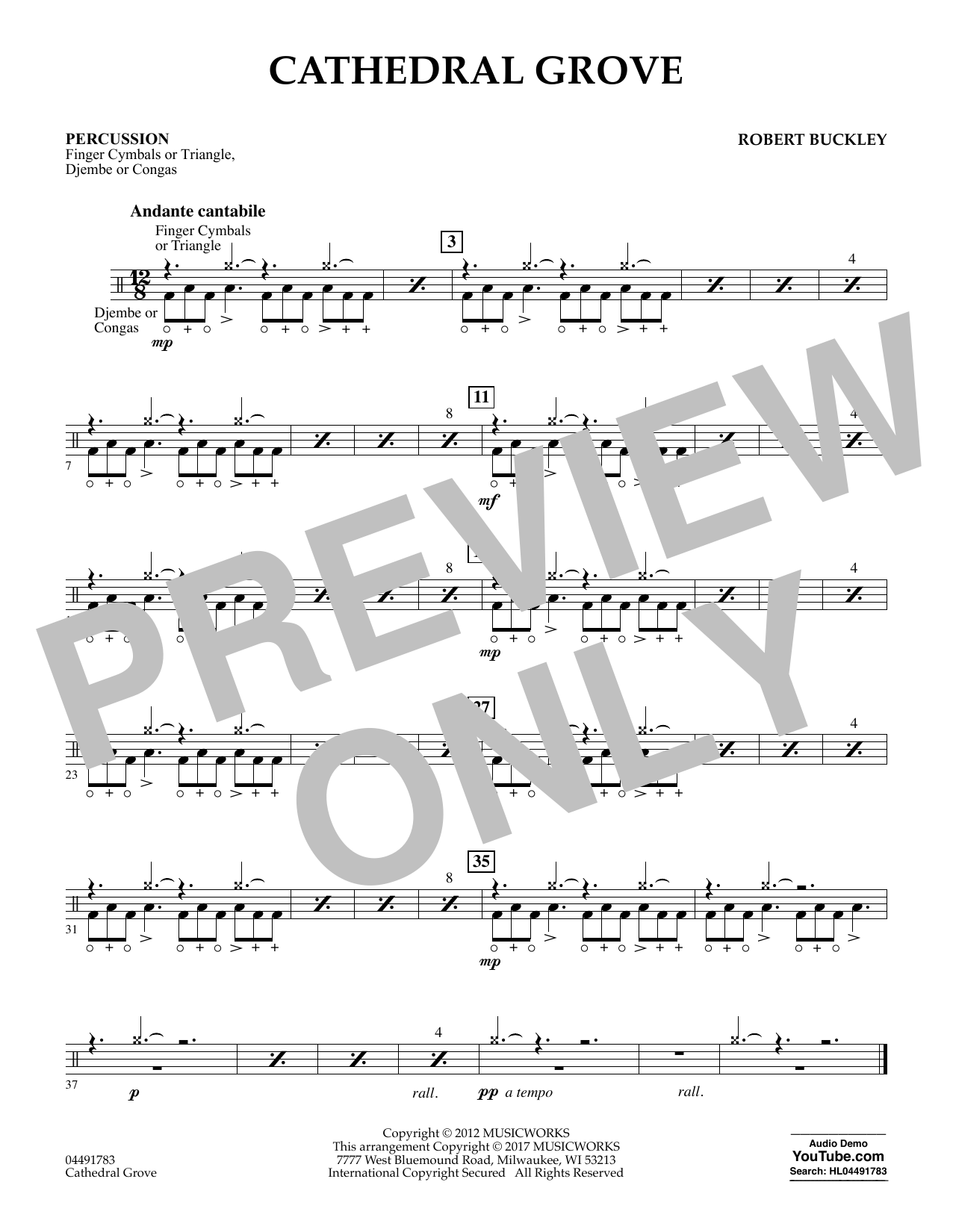 Robert Buckley Cathedral Grove - Percussion Sheet Music Notes & Chords for Orchestra - Download or Print PDF
