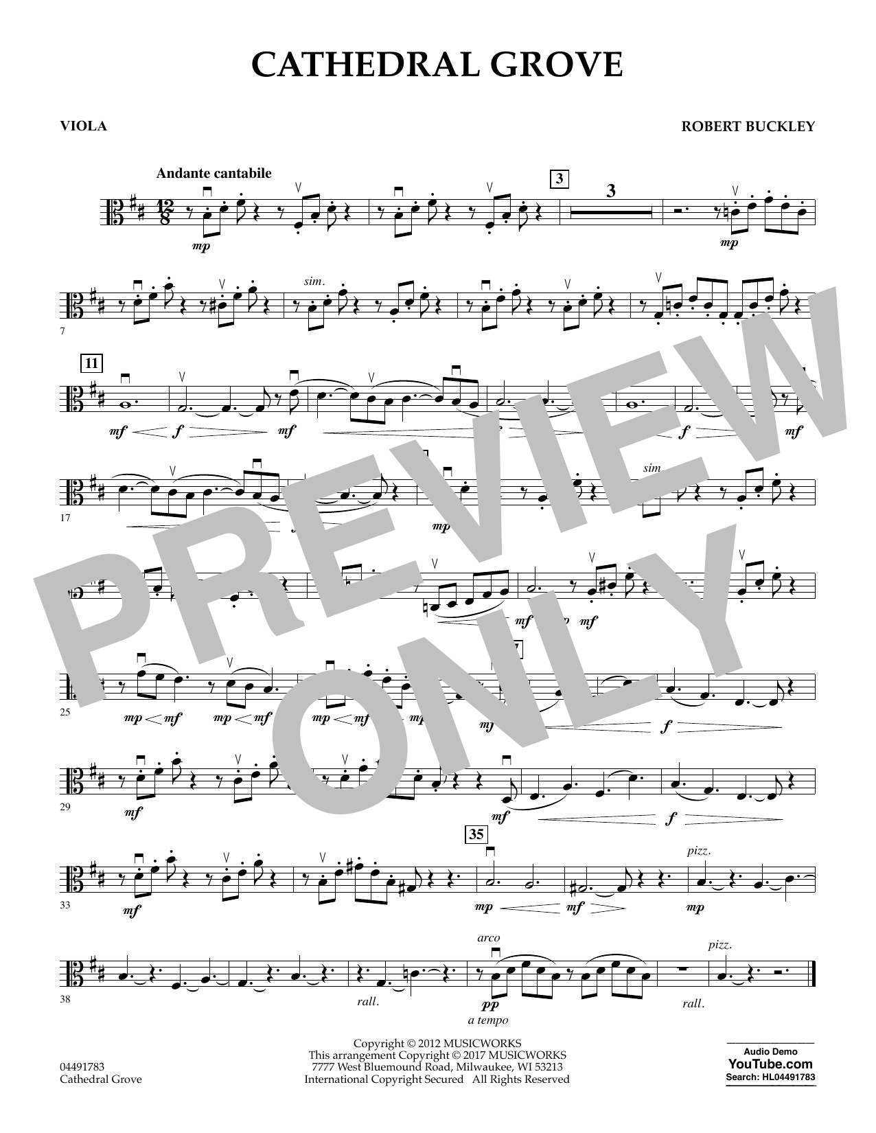 Robert Buckley Cathedral Grove - Viola Sheet Music Notes & Chords for Orchestra - Download or Print PDF