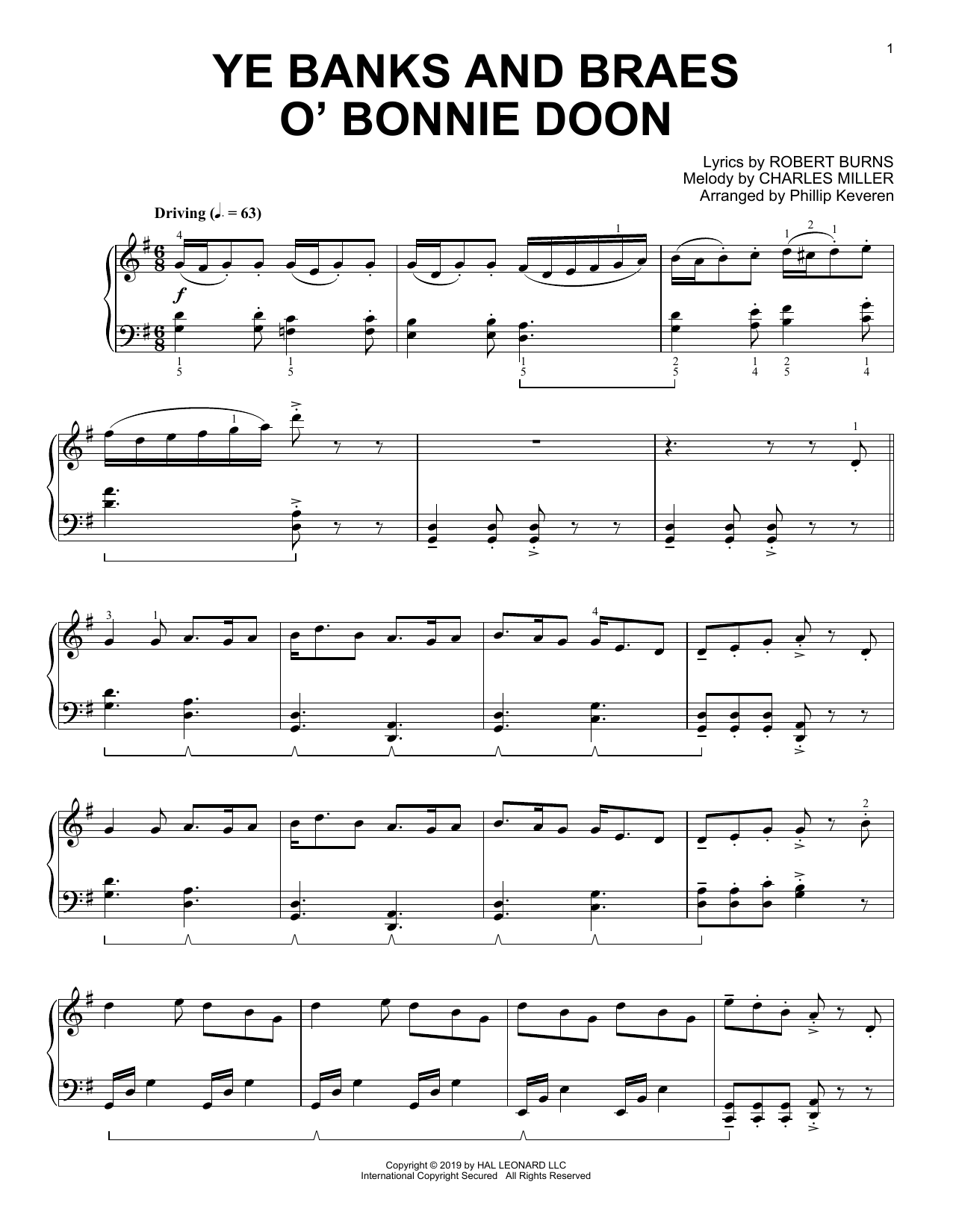 Robert Burns Ye Banks And Braes O' Bonnie Doon (arr. Phillip Keveren) Sheet Music Notes & Chords for Piano Solo - Download or Print PDF