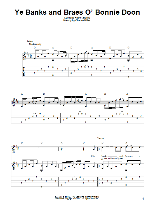 Robert Burns Ye Banks And Braes O' Bonnie Doon Sheet Music Notes & Chords for Piano, Vocal & Guitar (Right-Hand Melody) - Download or Print PDF