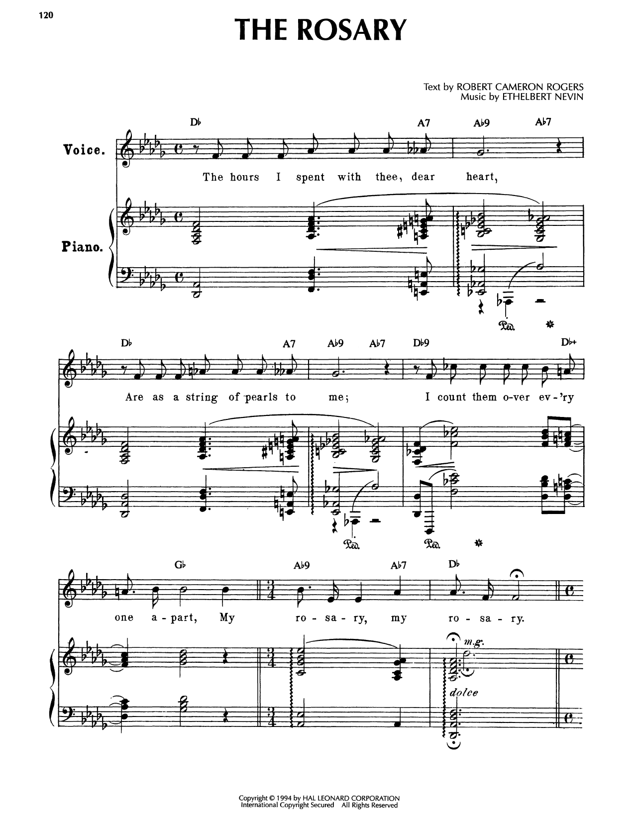 Robert Cameron Rogers The Rosary Sheet Music Notes & Chords for Piano, Vocal & Guitar Chords (Right-Hand Melody) - Download or Print PDF