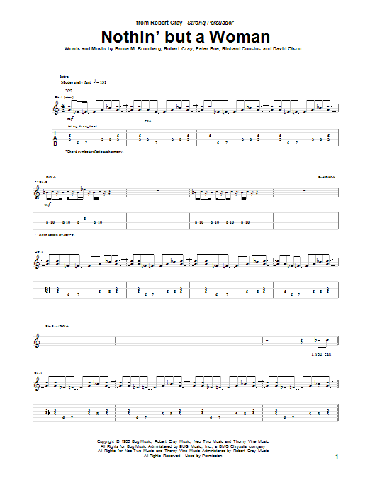 Robert Cray Nothin' But A Woman Sheet Music Notes & Chords for Guitar Tab - Download or Print PDF