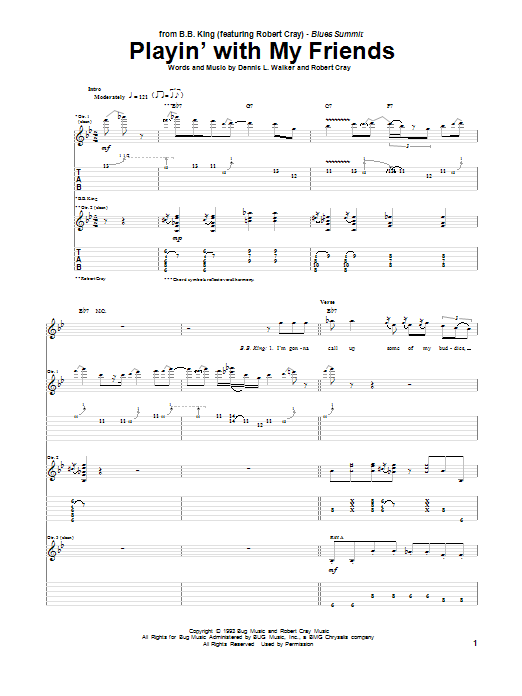 Robert Cray Playin' With My Friends Sheet Music Notes & Chords for Guitar Tab - Download or Print PDF