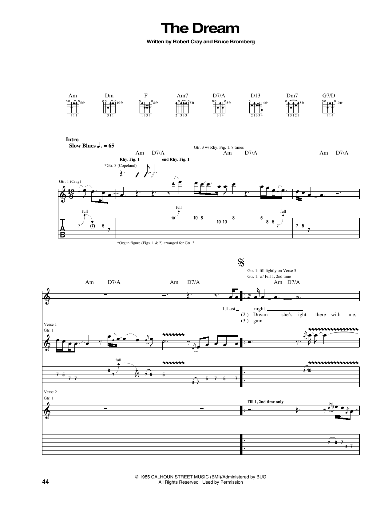 Robert Cray The Dream Sheet Music Notes & Chords for Guitar Tab - Download or Print PDF