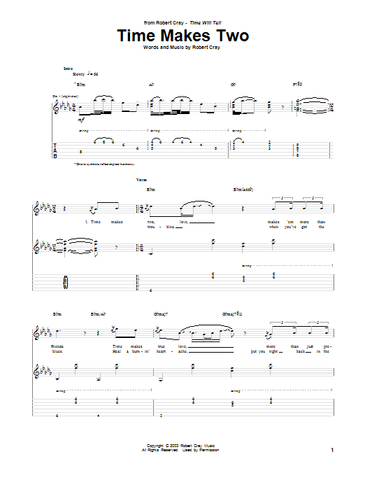 Robert Cray Time Makes Two Sheet Music Notes & Chords for Guitar Tab - Download or Print PDF