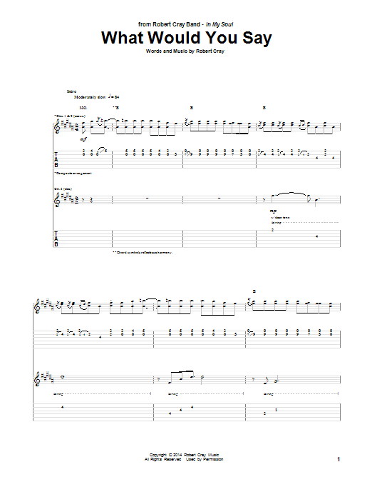 Robert Cray What Would You Say Sheet Music Notes & Chords for Guitar Tab - Download or Print PDF